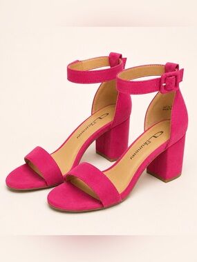 CL by Laundry Hot Pink Suede Block Heel Sandals Size 6.5